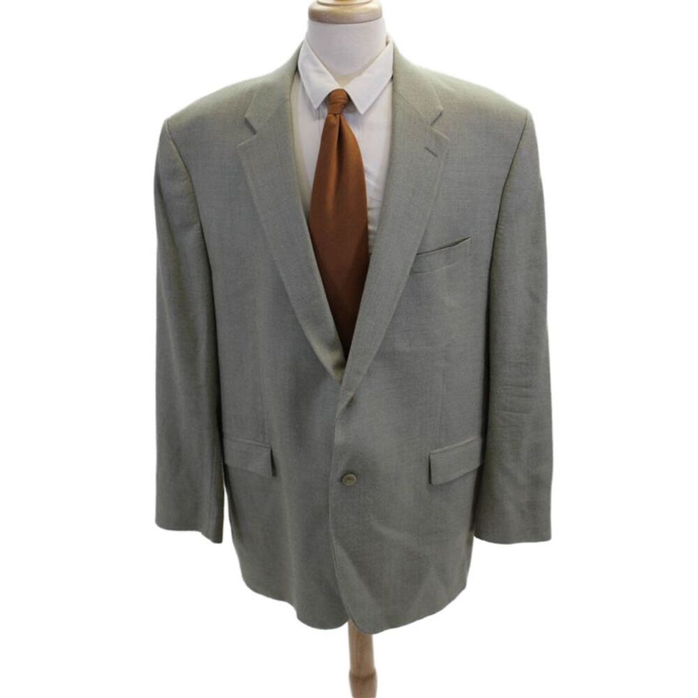 Ralph Ralph Lauren Mens Silk Long Sleeve Two-Button Blazer Green Size 50